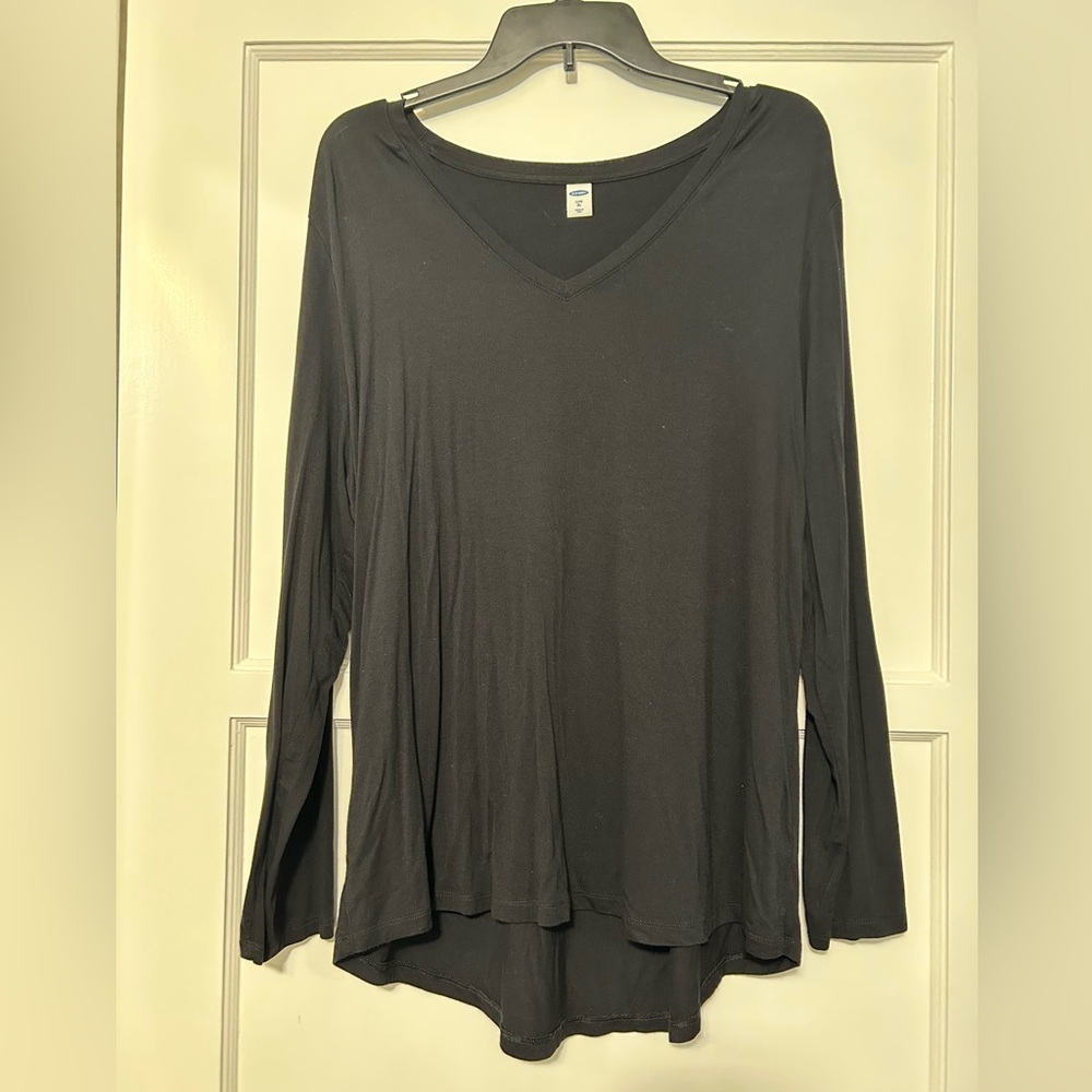 Old Navy Luxe Black Long Sleeve V-neck T-shirt XL